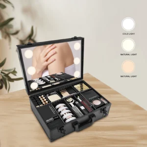 LED Cosmetic Case with Mirror Cosmetic Bag Travel Makeup Box for Women Fashion Portable Storage Travel Makeup Case